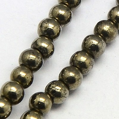 Natural Pyrite Beads Strands G-L031-3mm-01-1