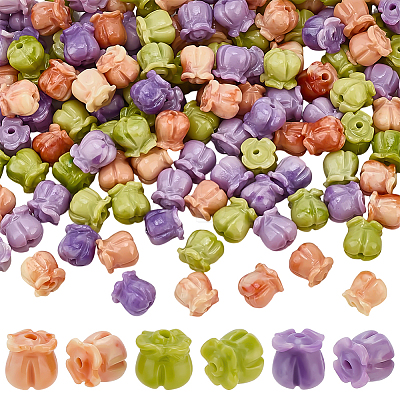 150Pcs 3 Colors Opaque Resin Imitation Shell Beads RESI-PH0002-78-1