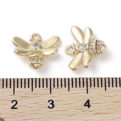 Brass Micro Pave Clear Cubic Zirconia Charms KK-G491-09G-1