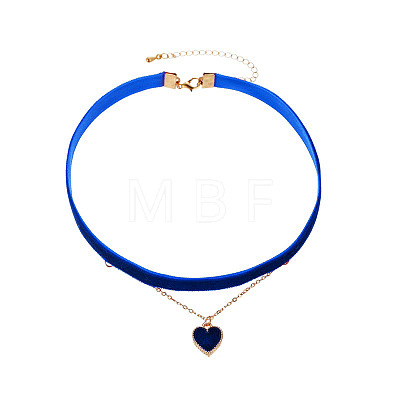 Alloy & Velvet Heart Pendant Choker Necklaces for Women WGC7319-03-1