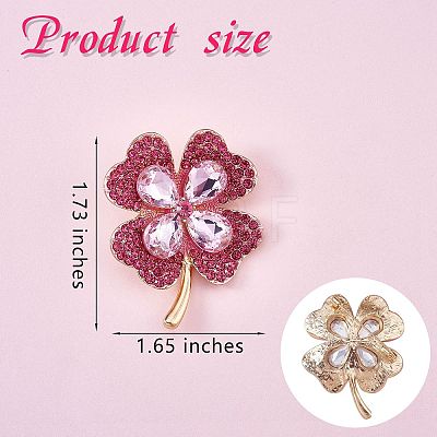 Cubic Zirconia Clover Brooch Pin JBR105C-1