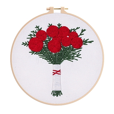 Flower Pattern DIY Embroidery Kit DIY-P077-131-1