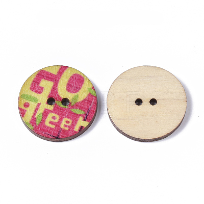 2-Hole Spray Painted Wooden Buttons X-BUTT-T006-005-1