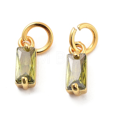 Brass Micro Pave Cubic Zirconia Charms X-ZIRC-F111-03G-09-1