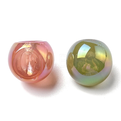 Plating Iridescent Acrylic Beads OACR-R256-02-1