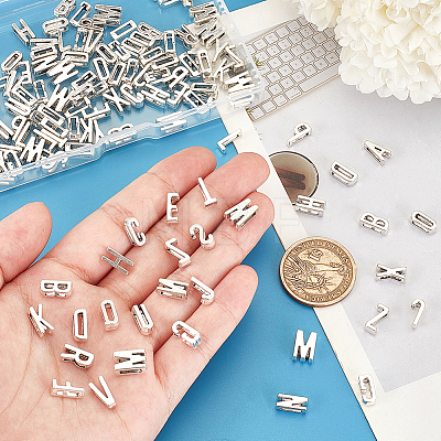Tibetan Style Alloy Alphabet Slide Charms TIBEP-PH0004-49AS-1