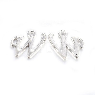 Silver Color Plated Alloy Letter Pendants PALLOY-J718-01S-W-1