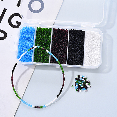 6000Pcs 5 Colors Frosted Opaque Glass Seed Beads SEED-YW0001-17-1