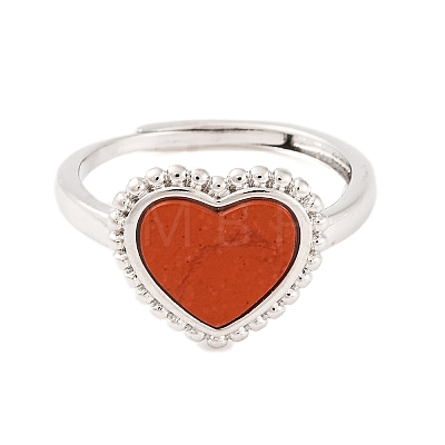 Heart Natural Red Jasper Adjustable Rings RJEW-Q817-05P-01-1