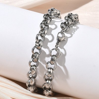 7MM 304 Stainless Steel Rolo Chain Necklaces for Women Men NJEW-Z115-01P-1
