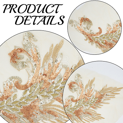 4Pcs 2 Styles Flower Shape Polyester & Sequin Cloth Iron On Patches DIY-CY0003-79-1