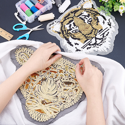 Fingerinspire 2Pcs 2 Style  Computerized Embroidery Cloth Sew on Patches DIY-FG0003-60-1