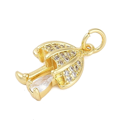 Rack Plating Brass Micro Pave Cubic Zirconia Pendants KK-R166-02G-03-1