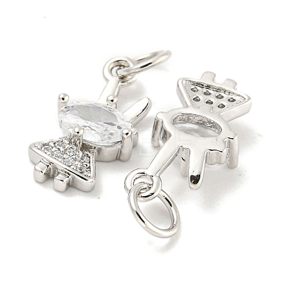 Rack Plating Brass Micro Pave Clear Cubic Zirconia Pendants KK-B093-03P-1