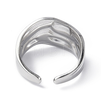 Non-Tarnish 304 Stainless Steel Open Cuff Ring for Women X-RJEW-C046-09P-1