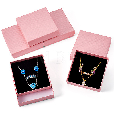 5Pcs Rhombus Textured Cardboard Jewelry Packing Boxes with Sponge Inside CBOX-TA0001-18D-1
