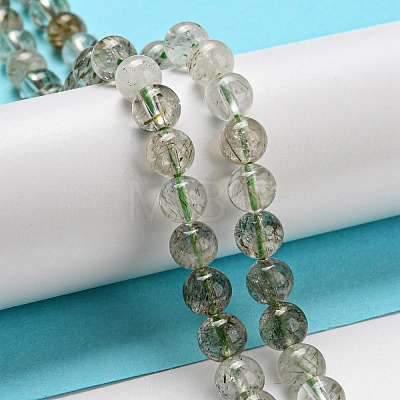 Natural Green Rutilated Quartz Beads Strands G-A219-A03-02-1