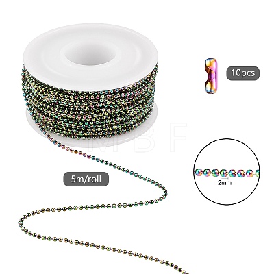 5M Ion Plating(IP) Rainbow Color 304 Stainless Steel Ball Chains STAS-SZ0002-22A-1