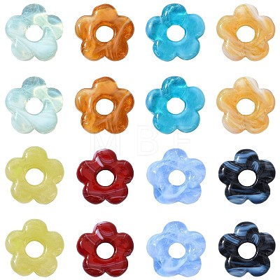 16Pcs 8 Colors Two Tone Handmade Lampwork European Beads LAMP-FS0001-83-1