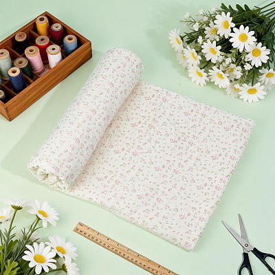 Flower Pattern Cotton Fabric DIY-WH0504-985A-1