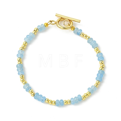 Dyed Natural White Jade & Brass Beaded Bracelets for Women BJEW-JB13678-1