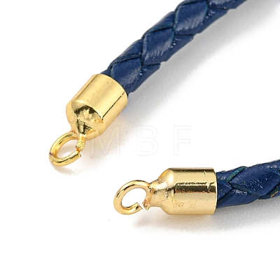 Leather Braided Cord Link Bracelets MAK-K022-01G-05-1
