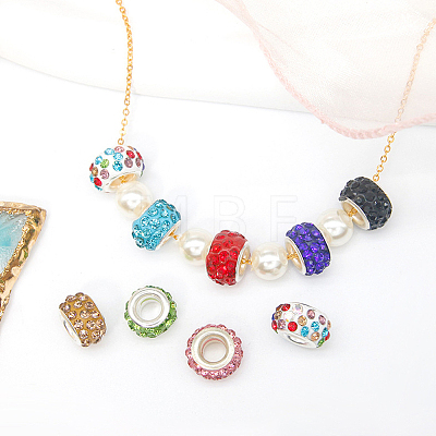 200Pcs 20 Colors Handmade Polymer Clay Rhinestone European Beads CPDL-PA0001-01A-1