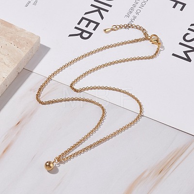 304 Stainless Steel Round Ball Pendant Necklace with Rolo Chains for Men Women NJEW-JN03845-03-1