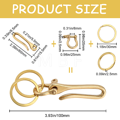 CRASPIRE 1PC U-Shaped Brass Key Hook Shackle Clasps KK-CP0001-05C-1