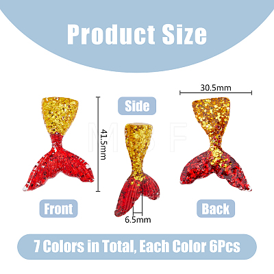 DICOSMETIC 42Pcs 7 Colors Transparent Resin Cabochons RESI-DC0001-24-1