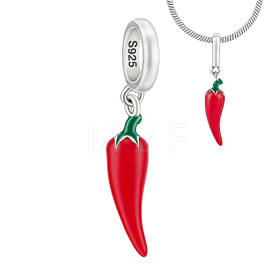1Pc 925 Sterling Silver Enamel Italian Horn European Dangle Charm STER-PH0005-16-1
