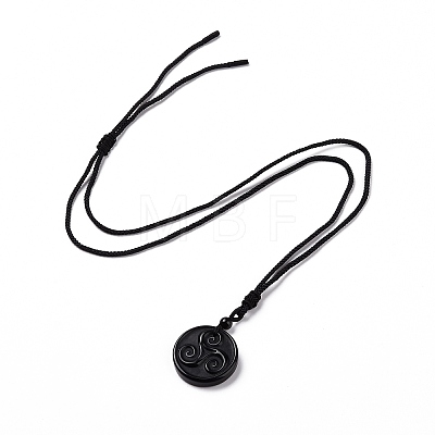Natural Gemstone Triskele/Triskelion Pendant Necklace with Nylon Cord for Women NJEW-E091-01-1