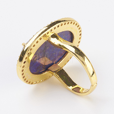 Natural Lapis Lazuli Adjustable Finger Ring RJEW-E149-01C-1