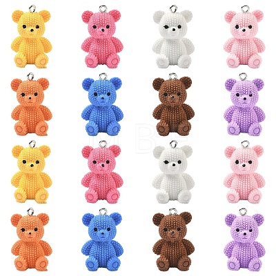 16Pcs 8 Colors 3D Resin Pendants RESI-YW0006-03-1