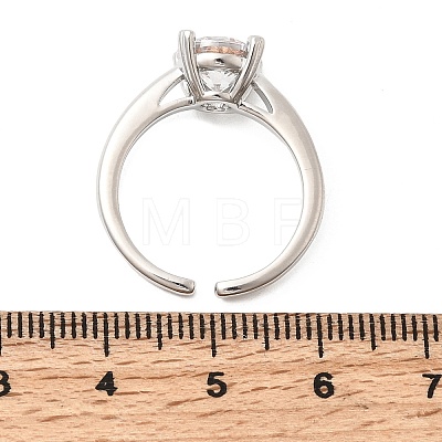 Brass Micro Pave Cubic Zirconia Cuff Open Rings for Women RJEW-B160-04P-1