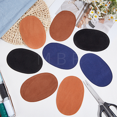 4Pairs 4 Colors Oval PU Imitation Leather Ornament Accessories PATC-CY0001-83-1