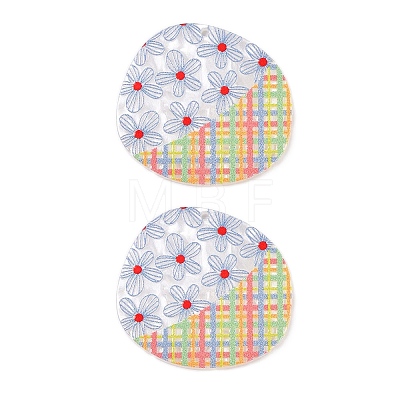 Plaid Theme Printed Acrylic Pendants OACR-T028-05D-1