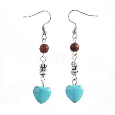 Synthetic Turquoise Dangle Earrings EJEW-JE02976-02-1