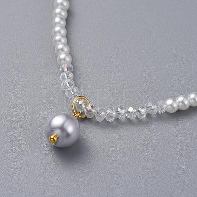 Glass Pearl Beads Pendants Necklaces NJEW-JN02564-1