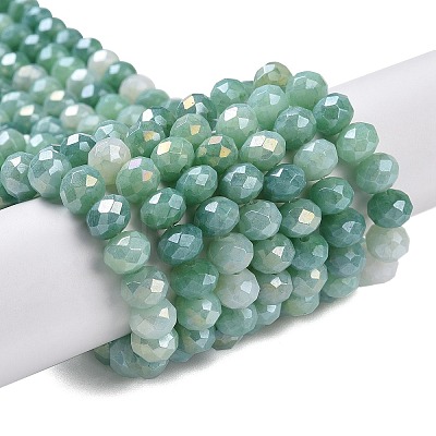 Faceted Electroplated Glass Beads Strands GLAA-C023-02-B08-1