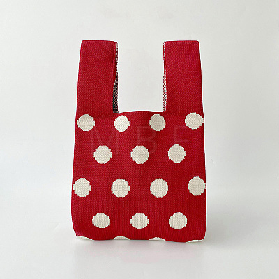 Polyester Polka Dot Knitted Tote Bags PW-WG44981-08-1