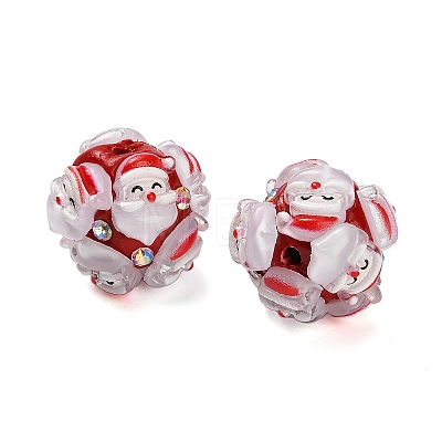 Christmas Theme Polymer Clay Rhinestone Beads with Resin RESI-Z045-01C-1