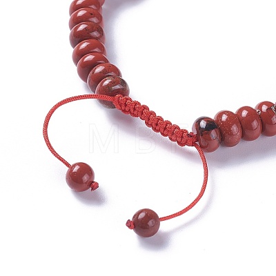 Adjustable Natural Red Jasper Braided Bead Bracelets BJEW-F369-A07-1