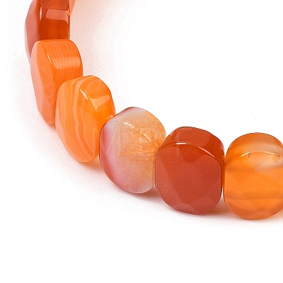 Dyed & Heated Natural Agate Oval Beaded Stretch Bracelet G-E010-01-28-1