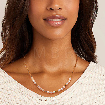 925 Sterling Silver with Natural Pearls Beads Necklaces NJEW-Z030-06G-1