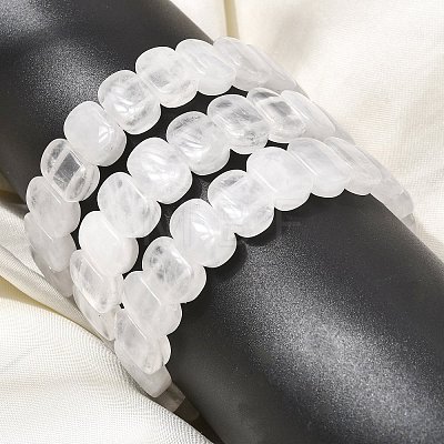 Natural Quartz Crystal Beaded Stretch Bracelets for Women Men BJEW-D461-02H-1