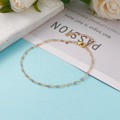 Faceted Round Natural Gemstone Beaded Anklets AJEW-AN00360-1