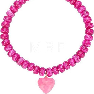Resin and Plastic Heart Pendant Rondelle Beaded Necklaces with Alloy End Chains FS-WG415CE-03-1