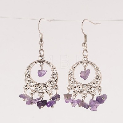 Antique Silver Plated Alloy Mixed Stone Dangle Chandelier Earrings EJEW-JE01983-1