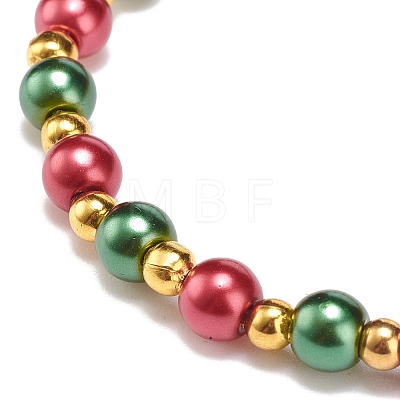 Alloy Gender Symbol & Glass Round Beaded Stretch Bracelet for Women BJEW-JB08511-03-1